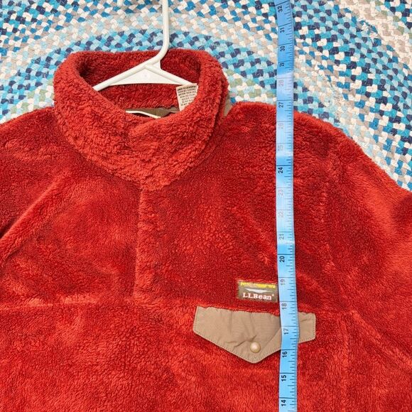 LL Bean Red Fleece T Snap Pullover - Picture 7 of 8